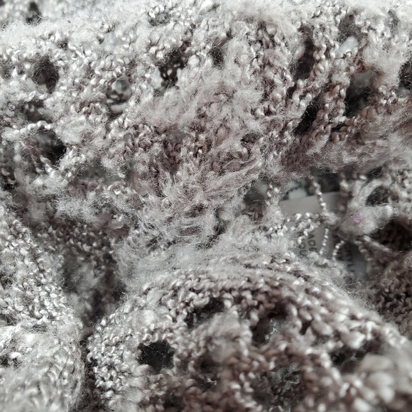 Belldini Gray Crochet Knit Long Sleeve Open Cardigan Sweater - Picture 7 of 14